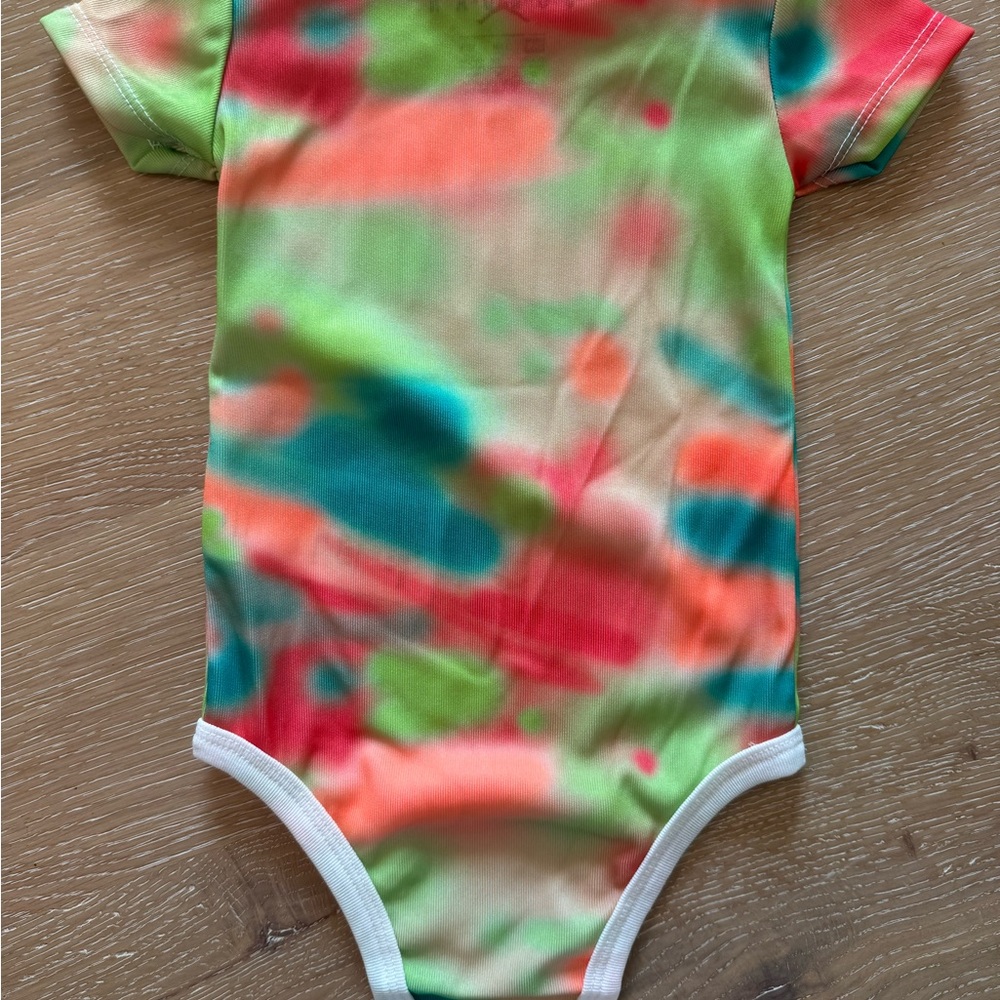 Nike Jordan 12mo Tie-Dye Bodysuit in Orange, Green, and Red - Picture 3 of 3